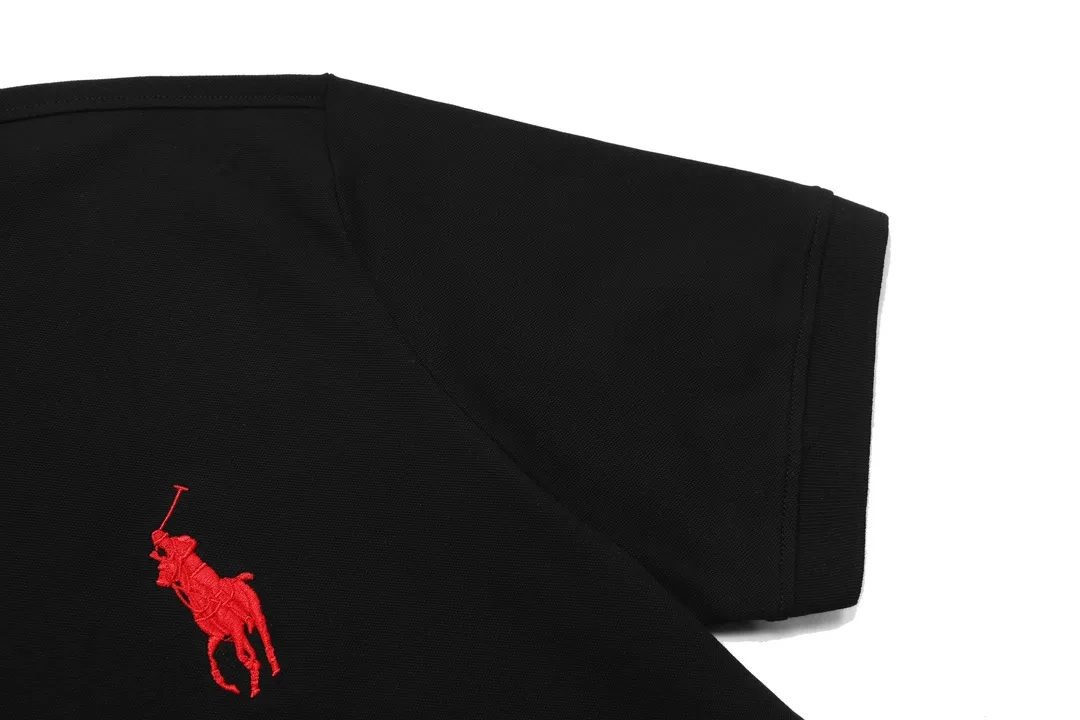 🅿️190 RALPH LAUREN 2025 new style classic polo embroidered little bee logo, same style for men and women, casual polo shirt ·Customized pique cotton fabric ·Imported Tajima machine embroidery technology ·Collar label, hangtag, main mark and three complete labels Color: black Size: M-XXXL